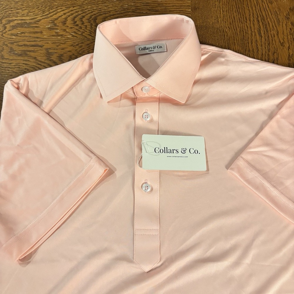 Collars & Co Polo Golf Shirt Mens Small Office Performance Business NWT New Pink